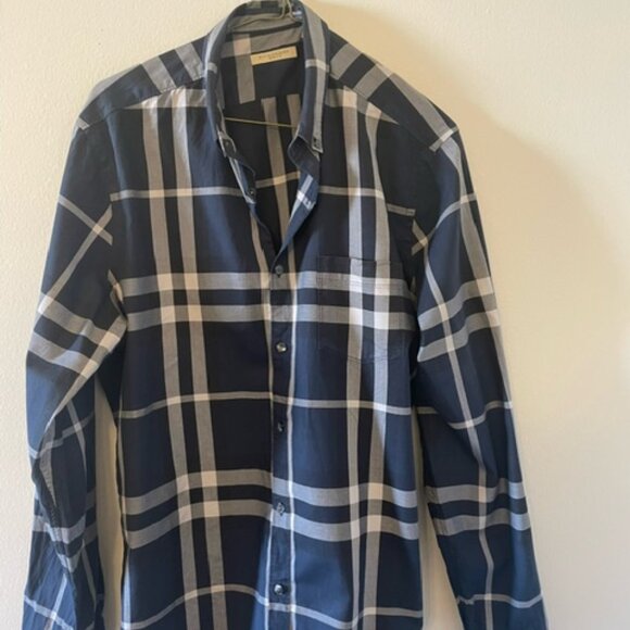 Burberry Brit Men's navy 'Nova Check' Button Down Shirt Size L